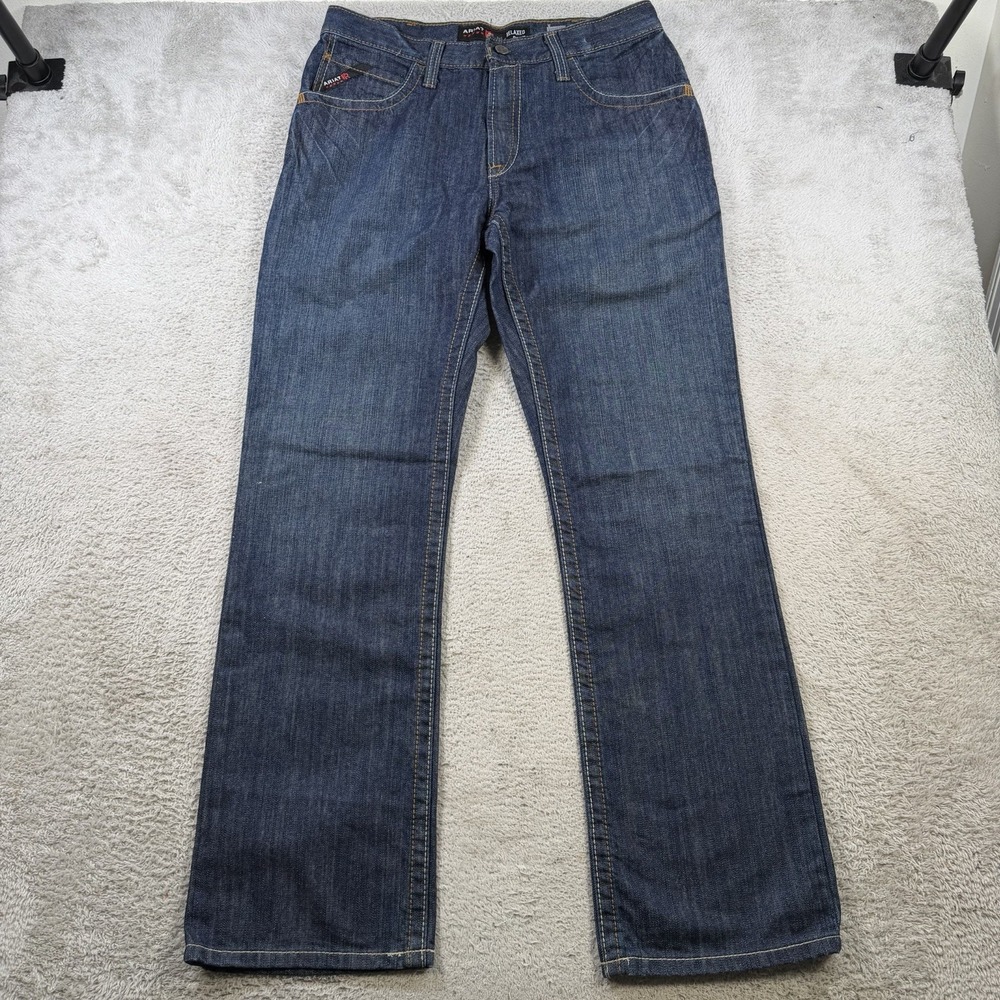 Ariat FR Jeans Mens 33x34 Blue Denim M4 Relaxed Boot Cut Workwear Cowboy Rodeo